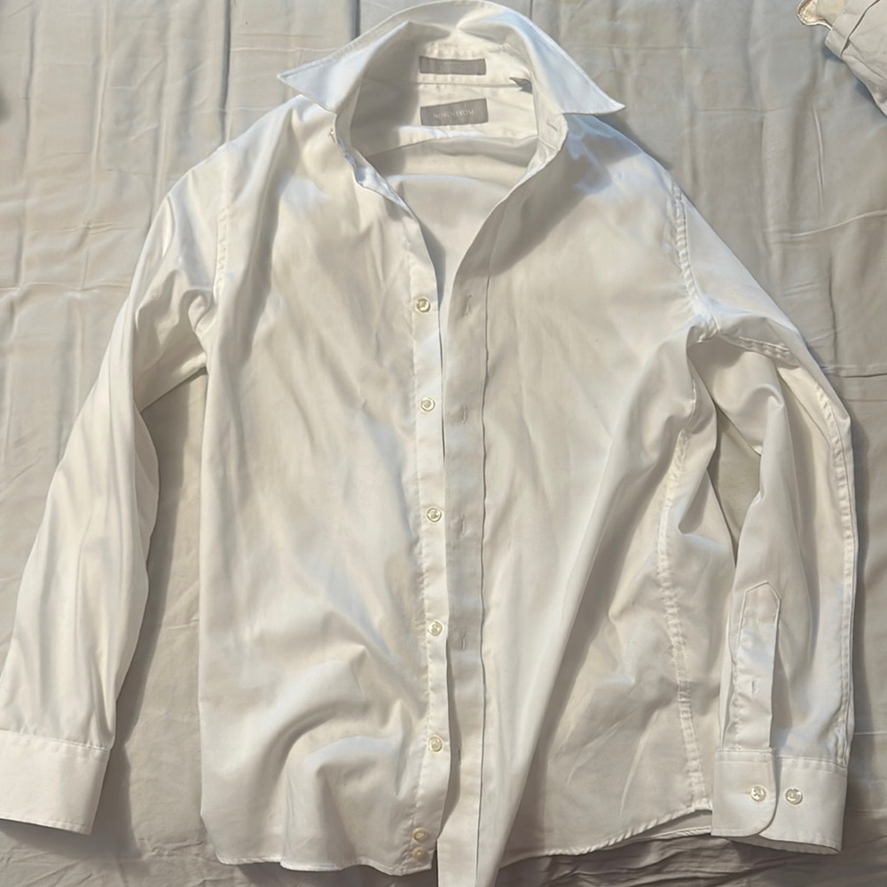 Nordstrom White Button Down Shirt Crisp Cotton Classic